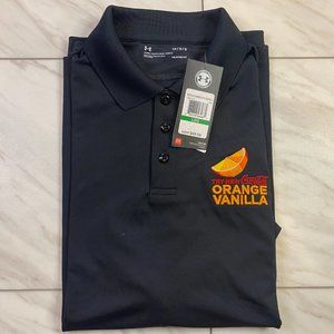Under Armour Black Golf Polo Heat Gear Coca Cola Orange Vanilla NWT Large L